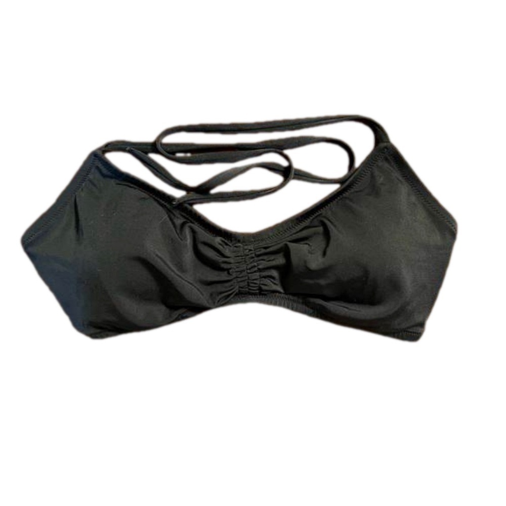 Victoria's Secret Black Scrunched Strappy Back Bikini Top Size L
